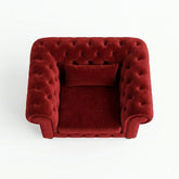 Dark maroon velvet single seater chair for living room
