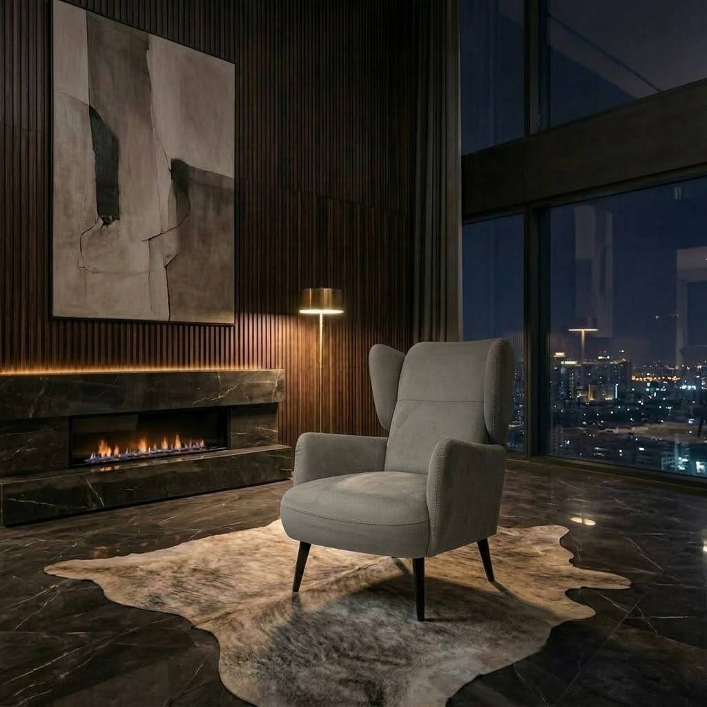 Sogut Wing Chair Black Metal Legs